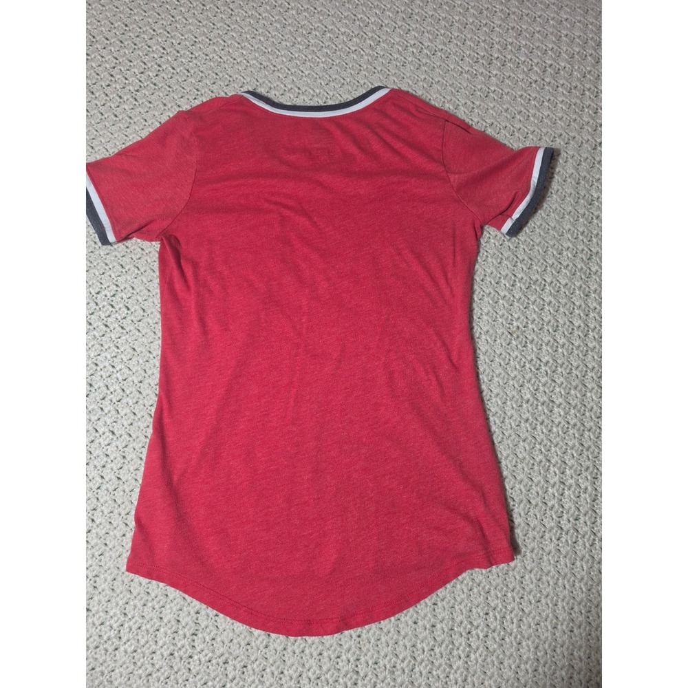 MLB Cincinnati Reds T-Shirt Womens Medium Red Excellent Ringer Pocket Tee - Picture 2 of 5